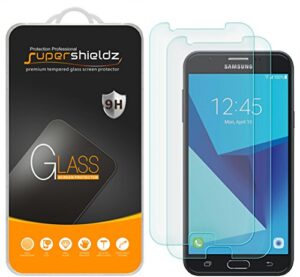 supershieldz (2 pack) designed for samsung galaxy j7 v and galaxy j7v (1st gen sm-j727v) (verizon) tempered glass screen protector, 0.33mm, anti scratch, bubble free