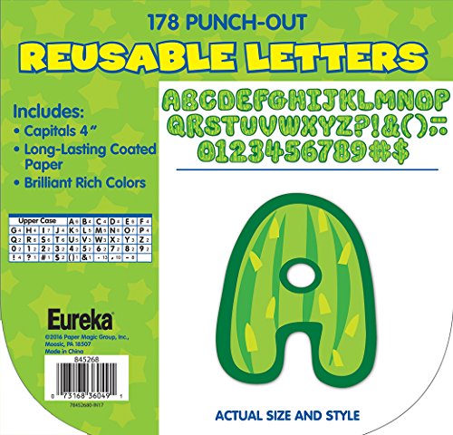 Eureka Cactus Themed Punch Out Letters for Classroom Decoration, 178pc, 4'' H, A Sharp Bunch Cactus Letters (845268)