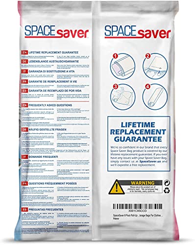 Spacesaver Premium Travel Roll-Up Storage Bags with Double-Zip Seal and Triple-Seal Turbo Valve, Get Maximum Space Saving and 80% More Storage (Travel 8 Pack)