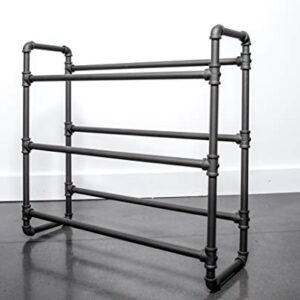 Real Home Innovations Modern Industrial Style 3 Tier Shoe Rack, 26.2” W x 8.2” D x 24”H, Satin Pewter