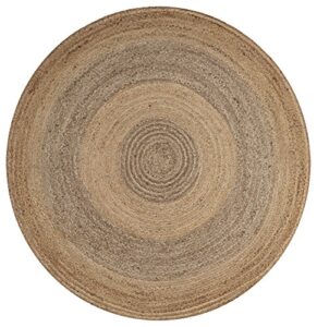 lr resources jute lr12032-ngy60rd natural/gray round 6 ft indoor area rug, 6'