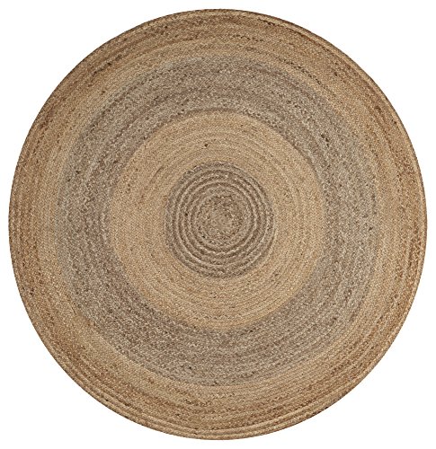 LR Resources Jute LR12032-NGY60RD Natural/Gray Round 6 ft Indoor Area Rug, 6'