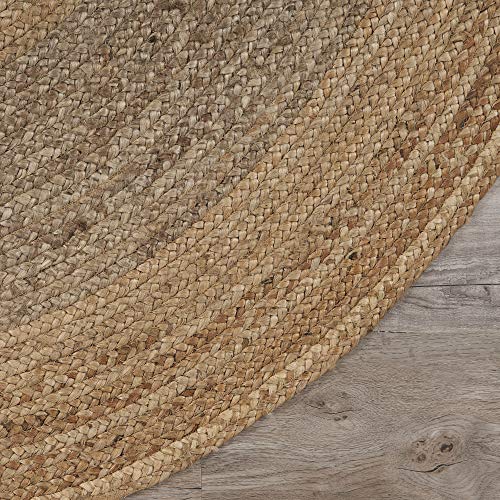 LR Resources Jute LR12032-NGY60RD Natural/Gray Round 6 ft Indoor Area Rug, 6'