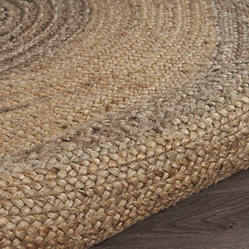 LR Resources Jute LR12032-NGY60RD Natural/Gray Round 6 ft Indoor Area Rug, 6'