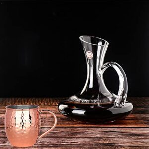 100% Solid Moscow Mule Copper Mugs Kit With Free Extras: Set of Two 16oz Mugs - Hammered Premium Quality Copper Cups, 2 Shot Glasses/Jiggers, and 1 Straw. Great For Gifts.