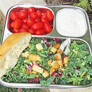 Lifestyle Block Stainless Steel Eco Friendly Compartment Stainless Steel Food Tray Large Divided Camping Plate