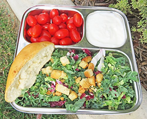 Lifestyle Block Stainless Steel Eco Friendly Compartment Stainless Steel Food Tray Large Divided Camping Plate