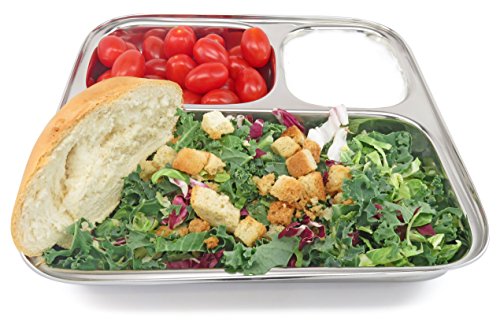 Lifestyle Block Stainless Steel Eco Friendly Compartment Stainless Steel Food Tray Large Divided Camping Plate