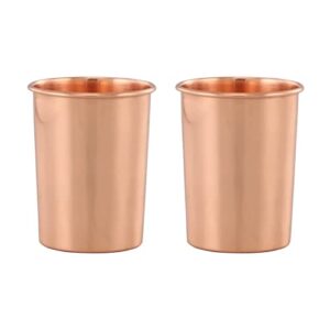 healthandwealth pure copper tumbler set of 2 | copper water drinking glass | copper cup hold 250 ml water (8.4 us fluid ounce) | for storing and drinking water for health benefits of ayurveda