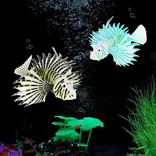 Yosoo Artificial Lion Fish Luminous Fake Fish Aquarium Fish Tank Ornament Glow Simulation Animal Decoration (Purple)