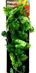 penn-plax reptology decorative hanging terrarium plant vines for reptiles and amphibians – 12” length – green