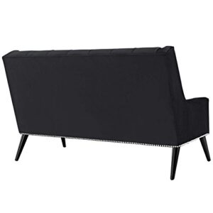 Modway Peruse Velvet Loveseat in Black