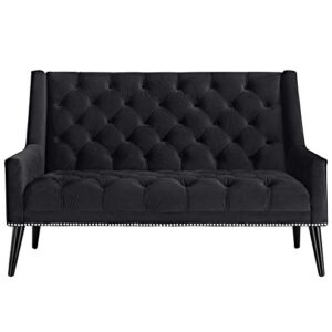 Modway Peruse Velvet Loveseat in Black