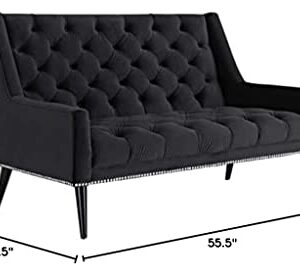 Modway Peruse Velvet Loveseat in Black