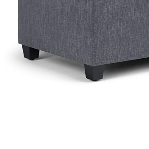 SIMPLIHOME Sienna 34 inch Wide Rectangle Lift Top Storage Ottoman Bench in Slate Grey Tufted Linen Look Fabric, Footrest Stool, Coffee Table for the Living Room, Bedroom and Kids Room, Traditional