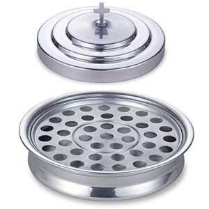 stackable 12 1/4" communion tray & cover and 40 hole insert for cups - silver tone aluminum