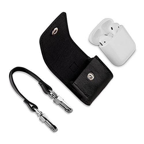 keledes Airpods 1st Generation Case, Airpods Case Cover, Airpods 1 Gen Case,Genuine Leather Protective Case with Keychain Leather Strap for Apple Airpods 1 Case,Vintage Black