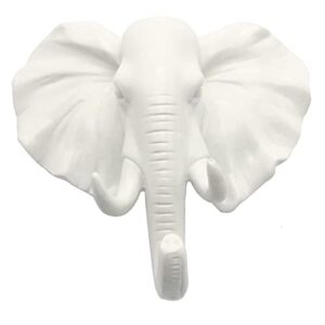 bouti1583 single elephant head ear wall hanger coat hat hook animal shaped decorative gift white