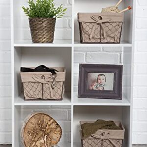 DII Farmhouse Chicken Wire Storage Baskets with Liner, Small, Rustic Natural, 9x7x6", 3 Piece