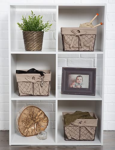 DII Farmhouse Chicken Wire Storage Baskets with Liner, Small, Rustic Natural, 9x7x6", 3 Piece