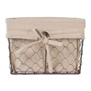 DII Farmhouse Chicken Wire Storage Baskets with Liner, Small, Rustic Natural, 9x7x6", 3 Piece