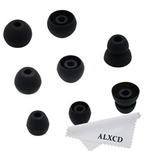 alxcd ear tip for tour2 beats tour urbeats earphone, 4 pair sml & double flange durable soft silicone replacement ear bud eartip, fit for beats tour urbeats tour 2 earphone [4 pair] (black)