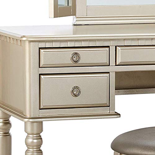 Bobkona F4079 St. Croix Collection Vanity Set with Stool, Silver