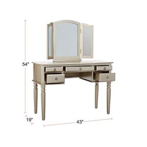 Bobkona F4079 St. Croix Collection Vanity Set with Stool, Silver