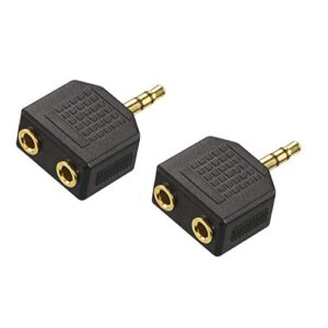 vce 2-pack 3.5mm headphone y splitter, gold plated 3.5mm 1/8 inch male to dual female stereo jack adapter converter