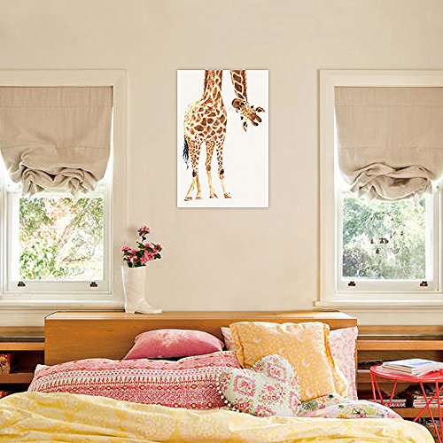 SUMGAR Animal Wall Art Cute Giraffe Canvas Prints Yellow Artwork Pictures for Nursery Room Ready to Hang Girls and Boys Baby Gifts,12x16 inch