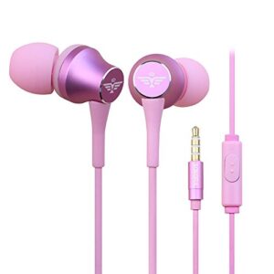 earbuds in ear headphones - with mic/controller for iphone samsung ipad ipod(pink)