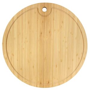 bamboomn bamboo round cutting and serving board, charcuterie board - 15" diameter x 0.75" thickness - 1 piece
