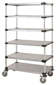 omega 21" deep x 48" wide x 60" high 6 tier solid galvanized mobile shelving unit with 1200 lb capacity