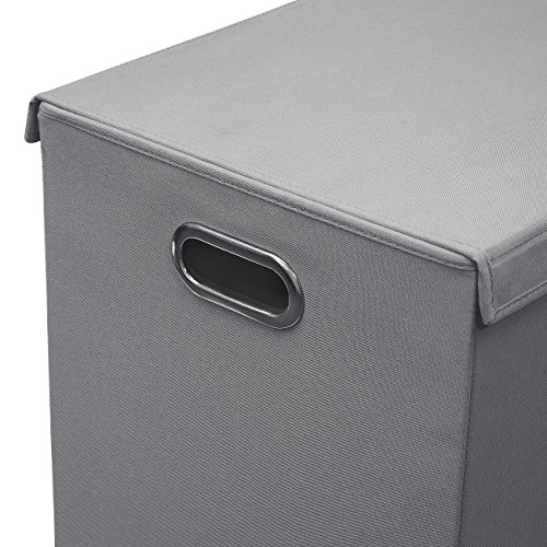 Sorbus Laundry Hamper with Lid Closure – Foldable Double Sorter Detachable Cover and Divider, Built-in Handles for Easy Transport, Grey