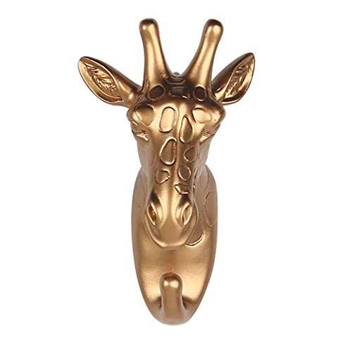 bouti1583 Single Giraffe Head Wall Hanger Coat Hat Hook Animal Shaped Decorative Gift Gold