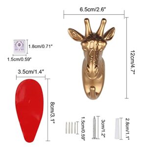 bouti1583 Single Giraffe Head Wall Hanger Coat Hat Hook Animal Shaped Decorative Gift Gold