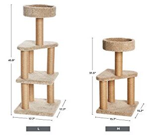 Amazon Basics Cat Tree Indoor Climbing Activity Tower with Scratching Posts, Large, 17.7" x 45.9", Beige