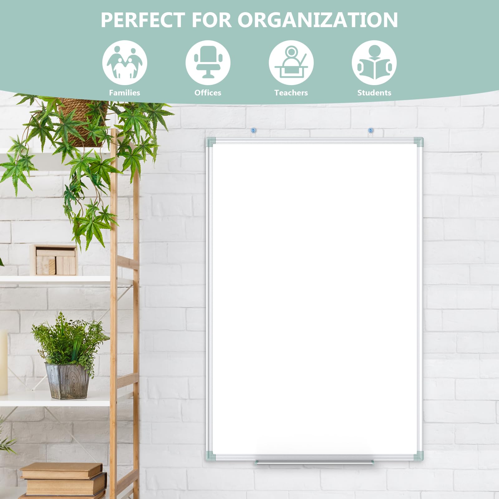 Lockways Magnetic Dry Erase Board, 36 x 24 Inch Magnetic Whiteboard White Board, 1 Dry Erase Markers, 2 Magnets for School, Home, Office