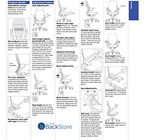 Steelcase Gesture Office Desk Chair with Headrest Plus Lumbar Support Cogent Connect Licorice 5S26 Fabric High Black Frame