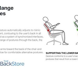 Steelcase Gesture Office Desk Chair with Headrest Plus Lumbar Support Cogent Connect Licorice 5S26 Fabric High Black Frame