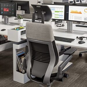 Steelcase Gesture Office Desk Chair with Headrest Plus Lumbar Support Cogent Connect Licorice 5S26 Fabric High Black Frame