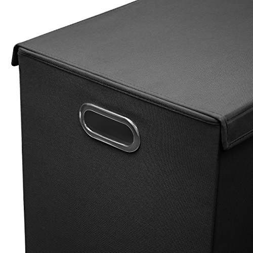 Sorbus Laundry Hamper with Lid Closure – Foldable Double Sorter Detachable Cover and Divider, Built-in Handles for Easy Transport, Black