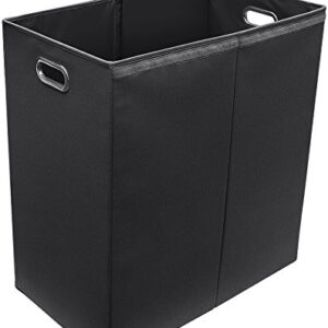 Sorbus Laundry Hamper with Lid Closure – Foldable Double Sorter Detachable Cover and Divider, Built-in Handles for Easy Transport, Black