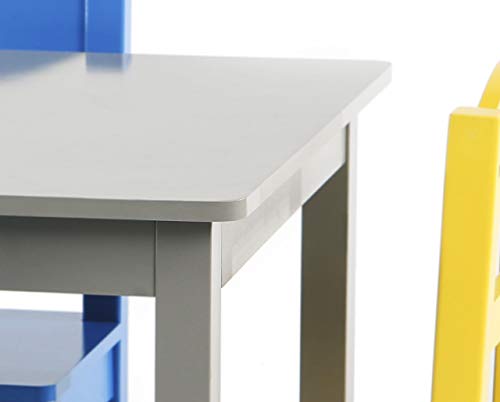 Humble Crew, Grey/Blue/Green/Yellow Kids Wood Table and 4 Chairs Set