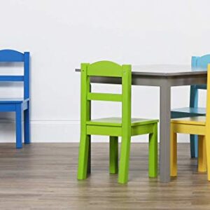 Humble Crew, Grey/Blue/Green/Yellow Kids Wood Table and 4 Chairs Set