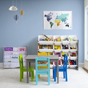 Humble Crew, Grey/Blue/Green/Yellow Kids Wood Table and 4 Chairs Set