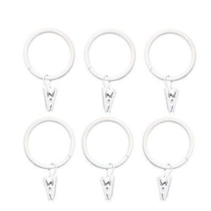 limnuo 1.5 inch metal white curtain rings with clips set of 14,white