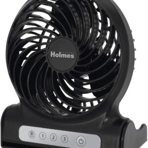 Holmes 4" Personal Fan Rechargeable Battery Operated - Black