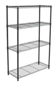 internet's best 4-tier wire shelving - flat black - heavy duty shelf - wide adjustable rack unit - kitchen storage