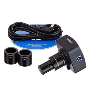 AmScope - 3.5X-180X Simul-Focal Stereo Zoom Microscope on Dual Arm Boom Stand + 144-LED Ring Light + 18MP USB 3.0 Camera - SM-4TPZZ-144-18M3